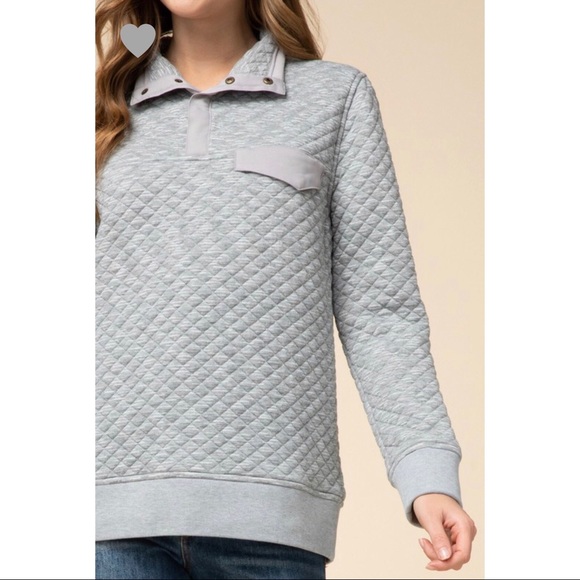 Quinn Quilted Pocket Pullover - H.Gray - Picture 6 of 7